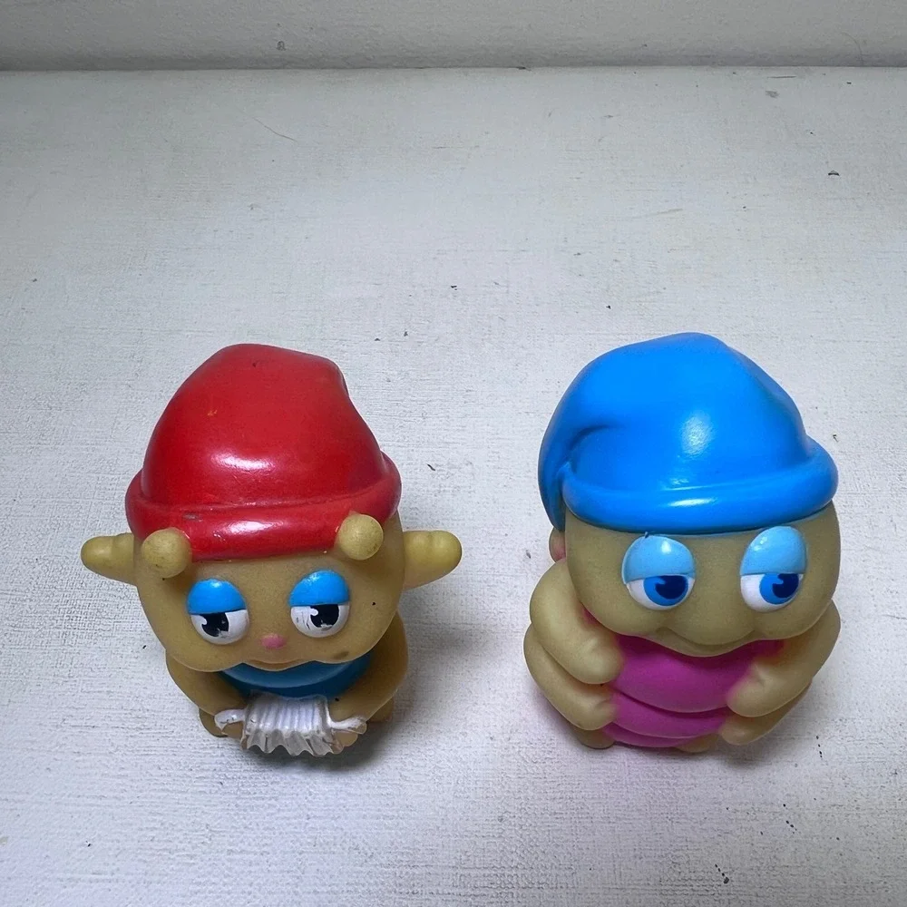 Vintage Playskool Glo Worm Friends Finger Puppets 80s Glow In The Dark Set of 2